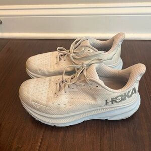 Hoka White Athletic Shoes with Signature Cushioning